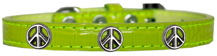 Peace Sign Widget Croc Dog Collar Lime Green Size 20